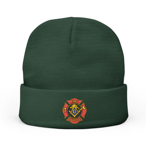 Master Mason Blue Lodge Beanie - Knit Embroidery Firefighter Mason Square & Compass G - Bricks Masons