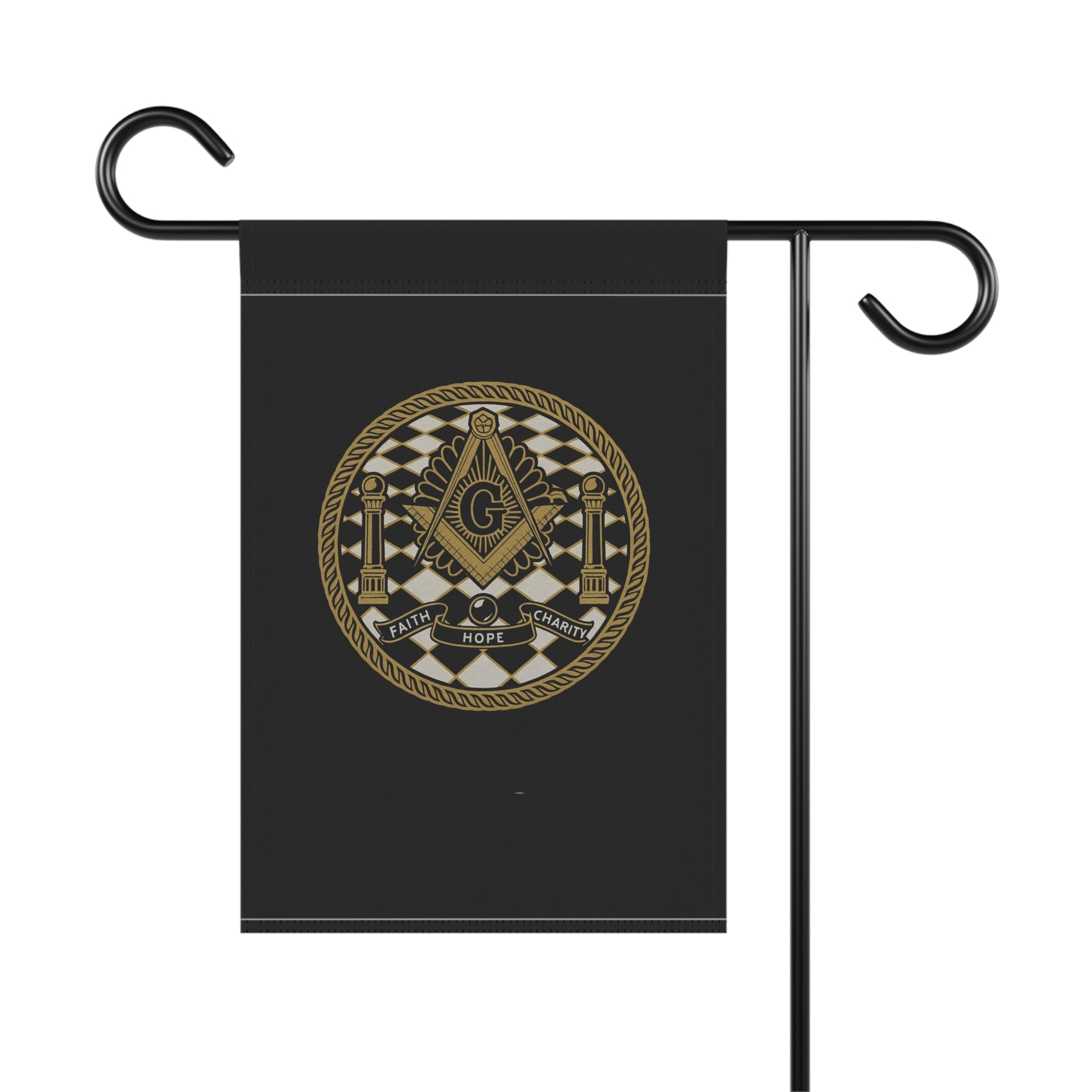 Master Mason Blue Lodge Yard Flag - Faith Hope Charity Printed Poly Poplin - Bricks Masons