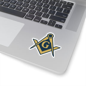 Master Mason Blue Lodge Sticker Decal - Kiss-Cut Square & Compass G - Bricks Masons
