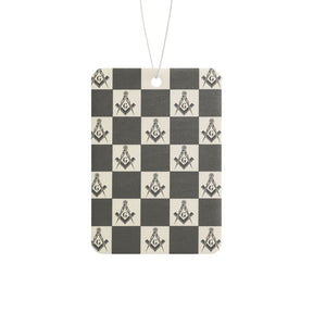 Master Mason Blue Lodge Car Air Freshener - Checkered Square & Compass G Print - Bricks Masons