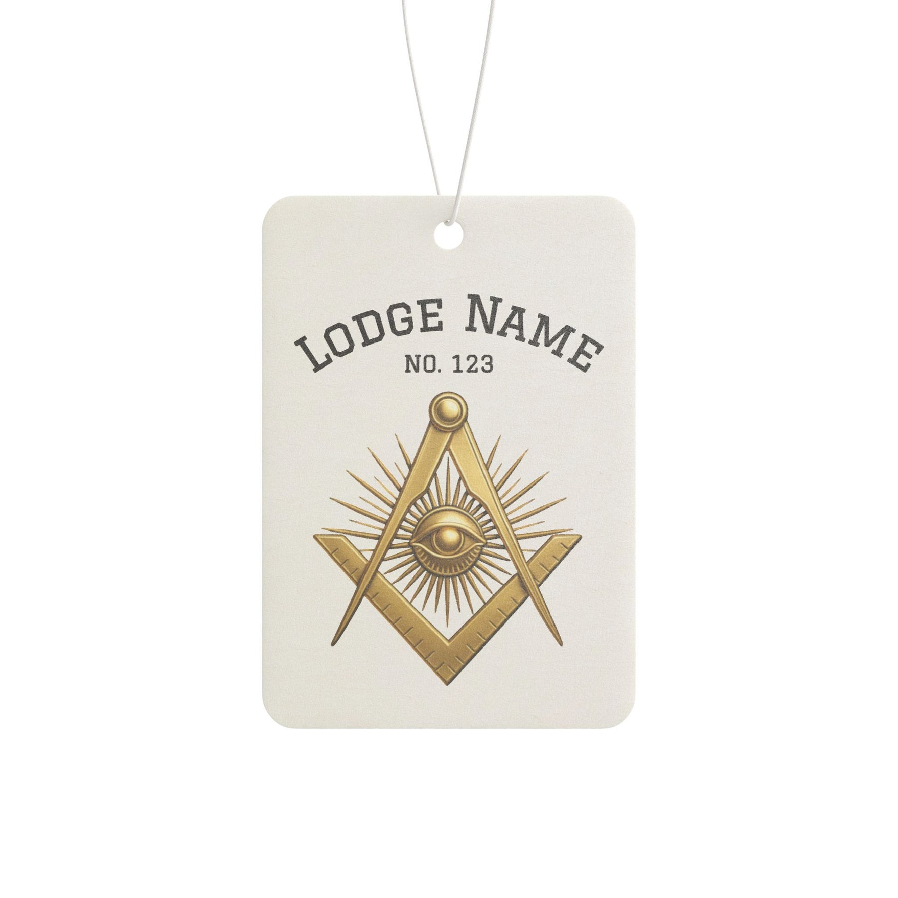 Master Mason Blue Lodge Car Air Freshener - Square Compass & Eye With Customization - Bricks Masons