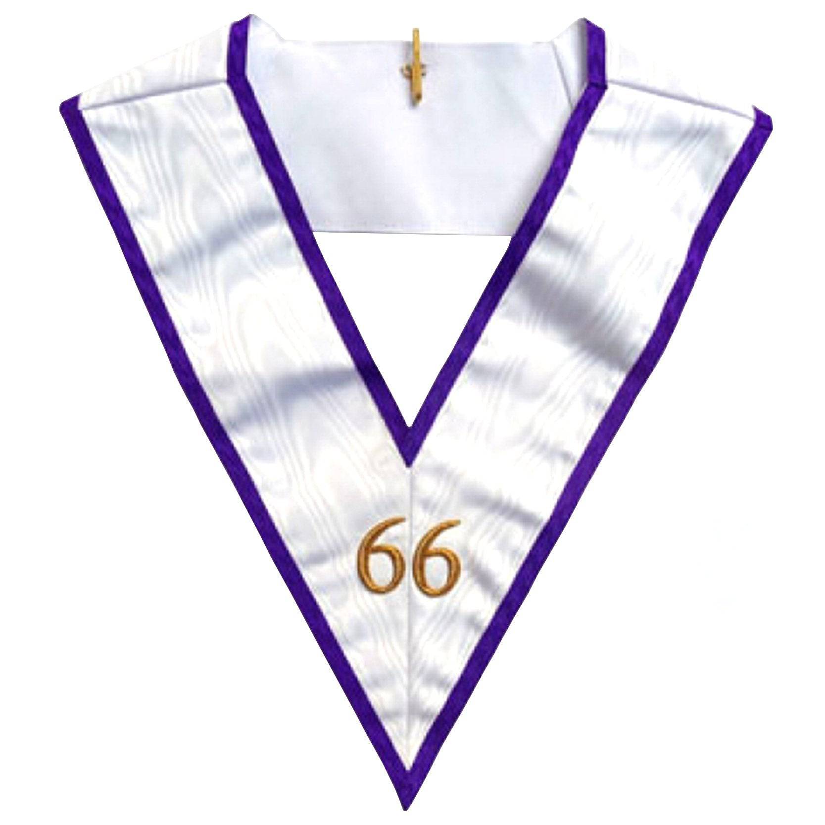 66th Degree Memphis Misraim Collar - White Moire Ribbon - Bricks Masons