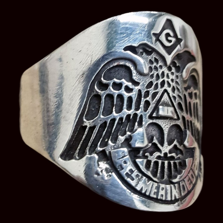Masonic Ring Double-Headed Eagles Silver 2 cm 14 g Art 71 - Bricks Masons