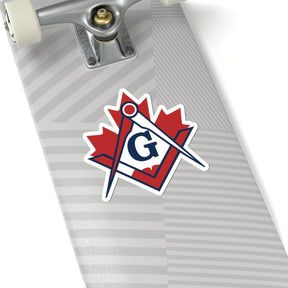 Master Mason Blue Lodge Canada Jurisdiction Sticker Decal - Maple Leaf With S&C - Bricks Masons