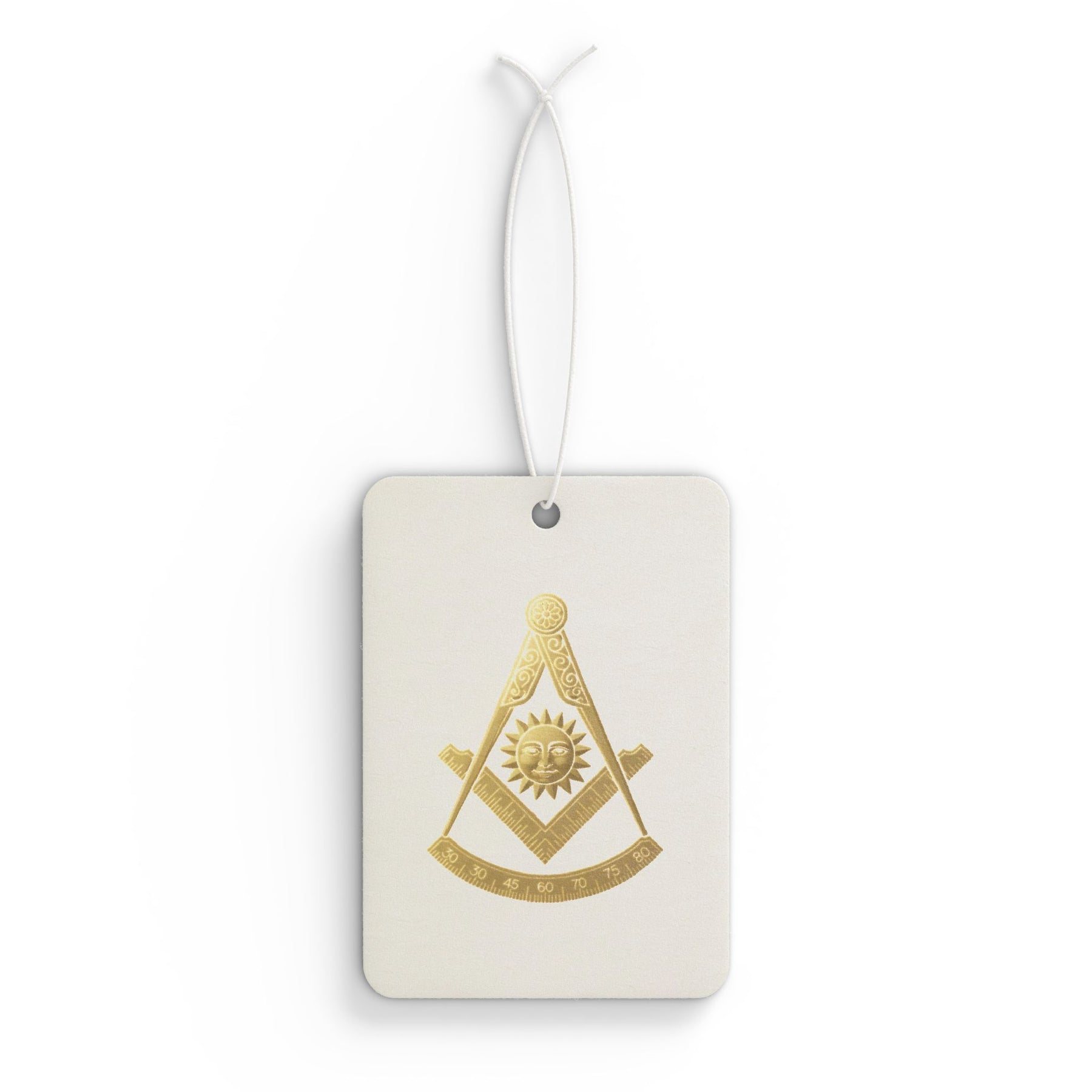 Past Master Blue Lodge Car Air Freshener - Square & Compass with Quadrant Sun - Bricks Masons