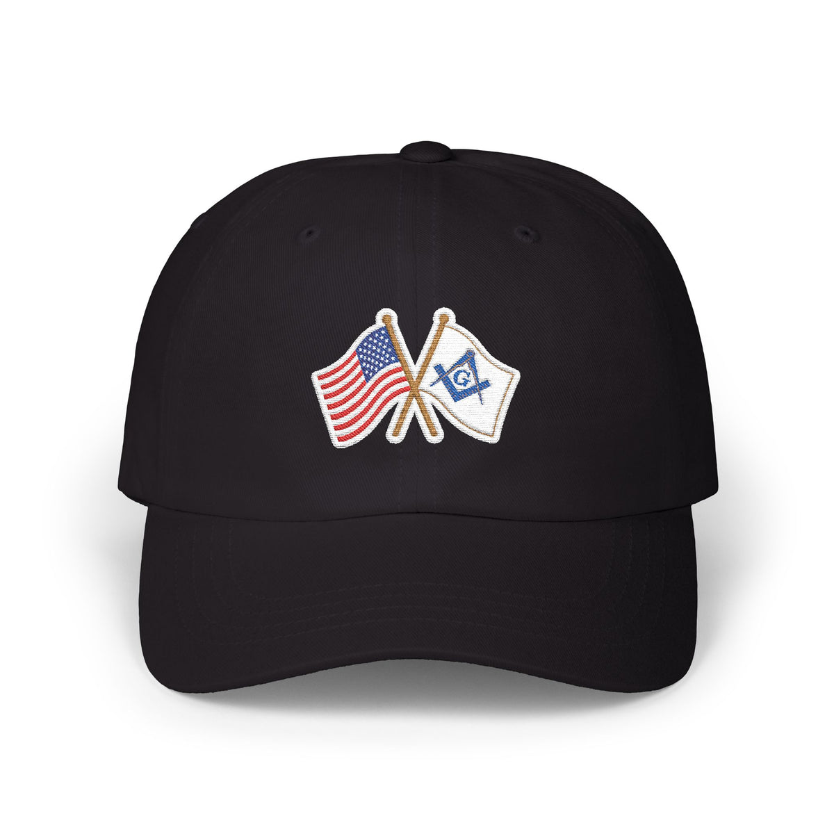 Master Mason Blue Lodge Baseball Cap - Cotton Various Colors Crossed Flags - Bricks Masons