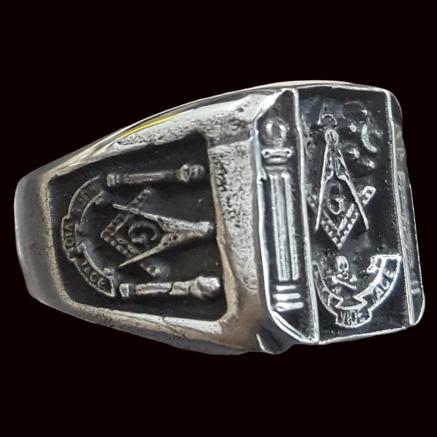Masonic Ring Aude Vide Tace in 16g Silver Art 77 - Bricks Masons