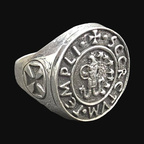 Templar Ring Seal of Abraxas in Silver 1.8 cm Art 773 - Bricks Masons