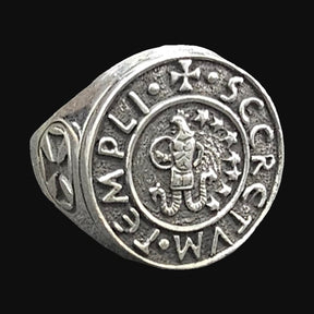 Templar Ring Seal of Abraxas in Silver 1.8 cm Art 773 - Bricks Masons