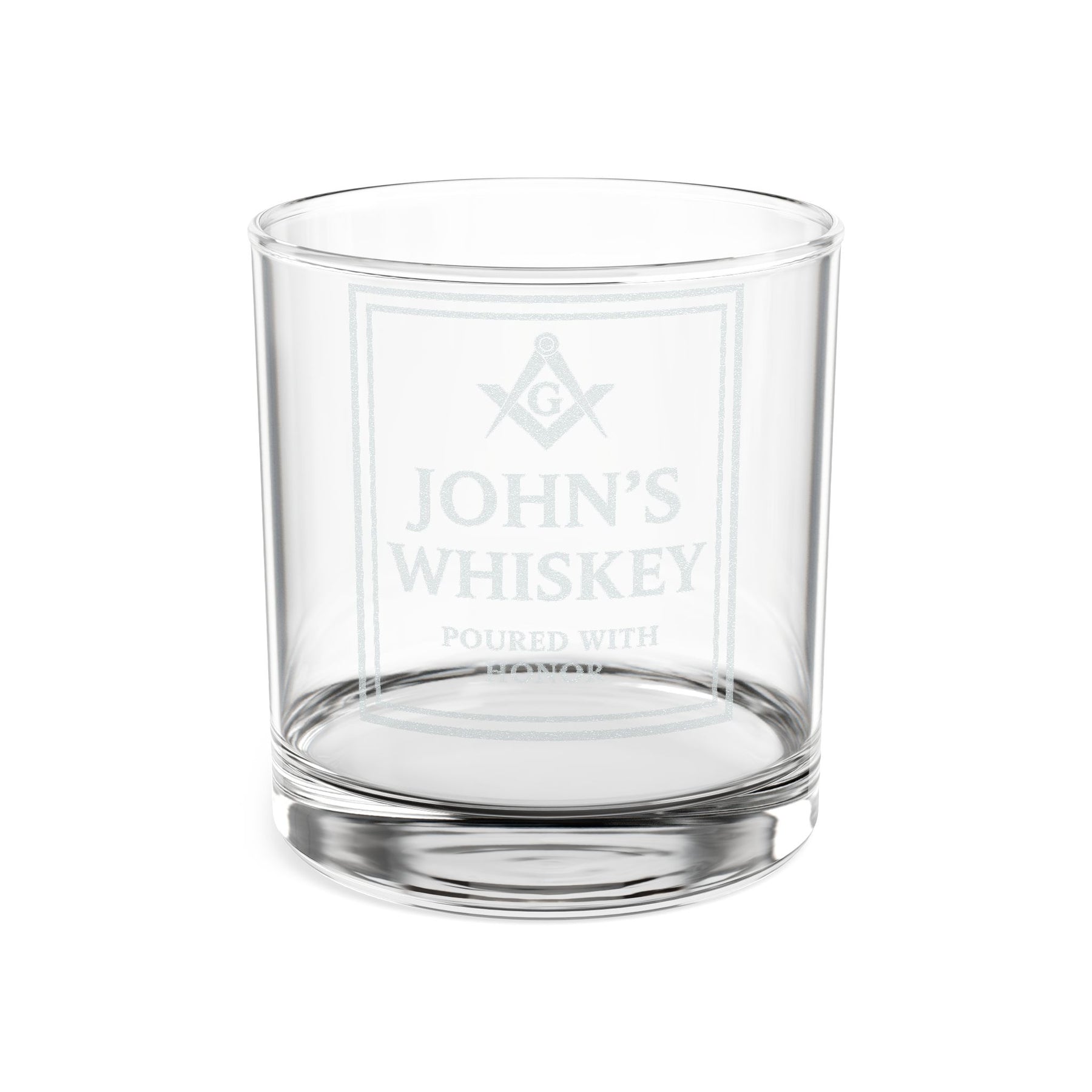 Master Mason Blue Lodge Whiskey Glass - Poured with Honor S&C G with Personalization - Bricks Masons