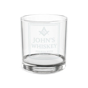 Master Mason Blue Lodge Whiskey Glass - Poured with Honor S&C G with Personalization - Bricks Masons