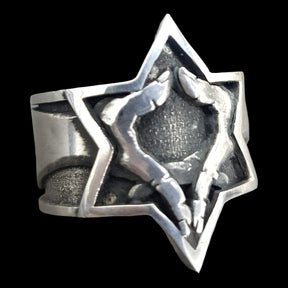 Rastafari Ring Trinity Symbol In Silver 16 Gr Cm Art 789 - Bricks Masons