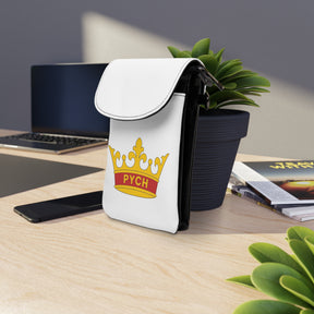 PYCH Cell Phone Wallet - White Microfiber Leather With Crown - Bricks Masons