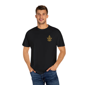 Past Master Blue Lodge T-Shirt - Garment-Dyed Square & Compass, Quadrant - Bricks Masons