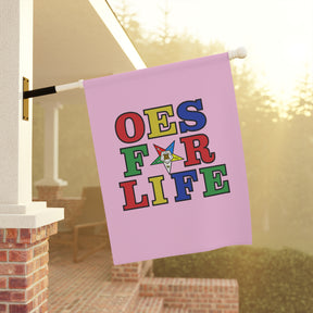 OES Yard Flag - Pink OES For Life Poly Poplin - Bricks Masons