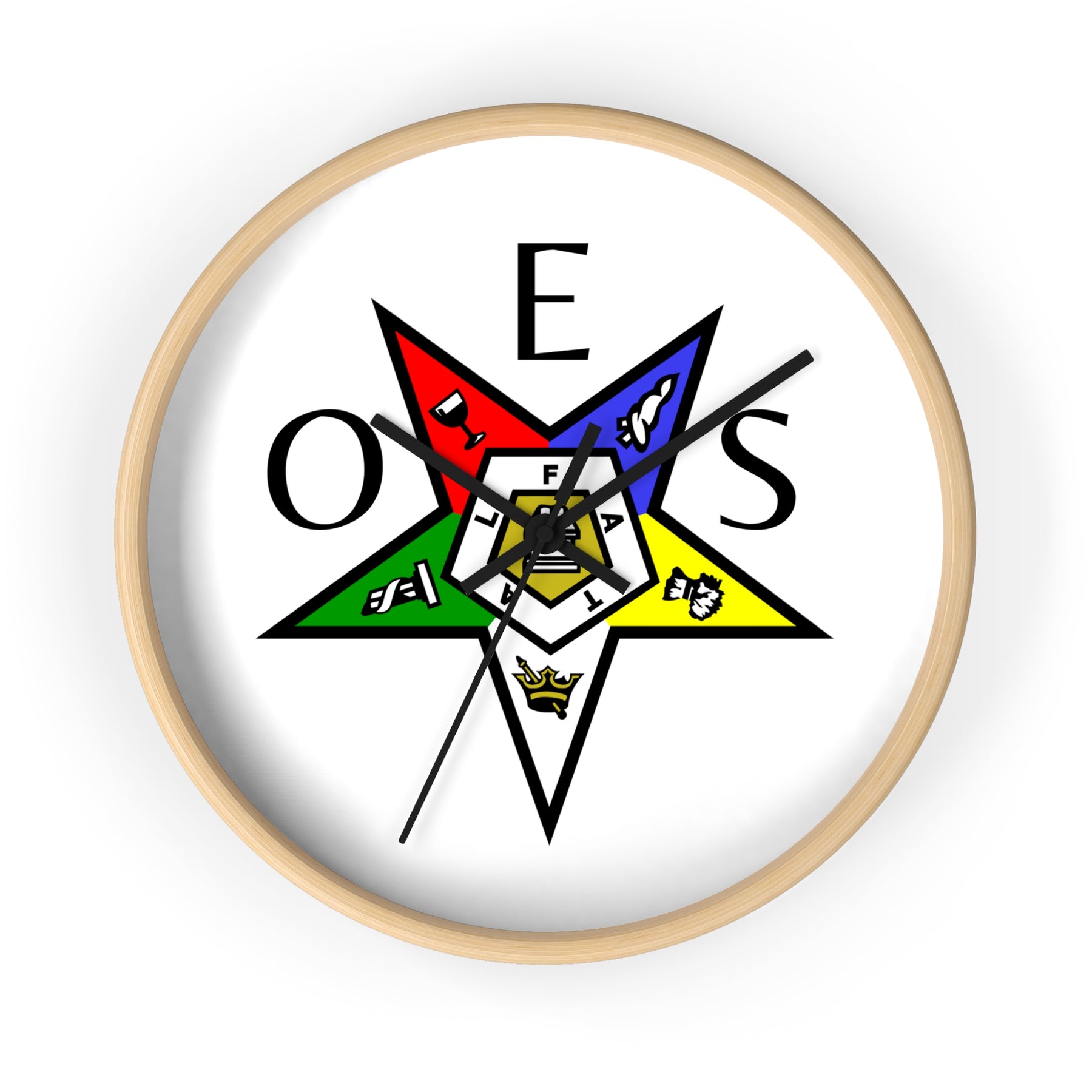 OES Clock - Colorful Star Emblem - Bricks Masons