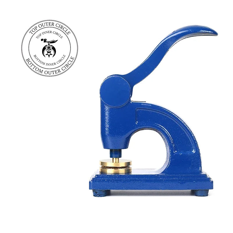 Daughters of Sphinx Long Reach Seal Press - Heavy Embossed Stamp Blue Color Customizable - Bricks Masons