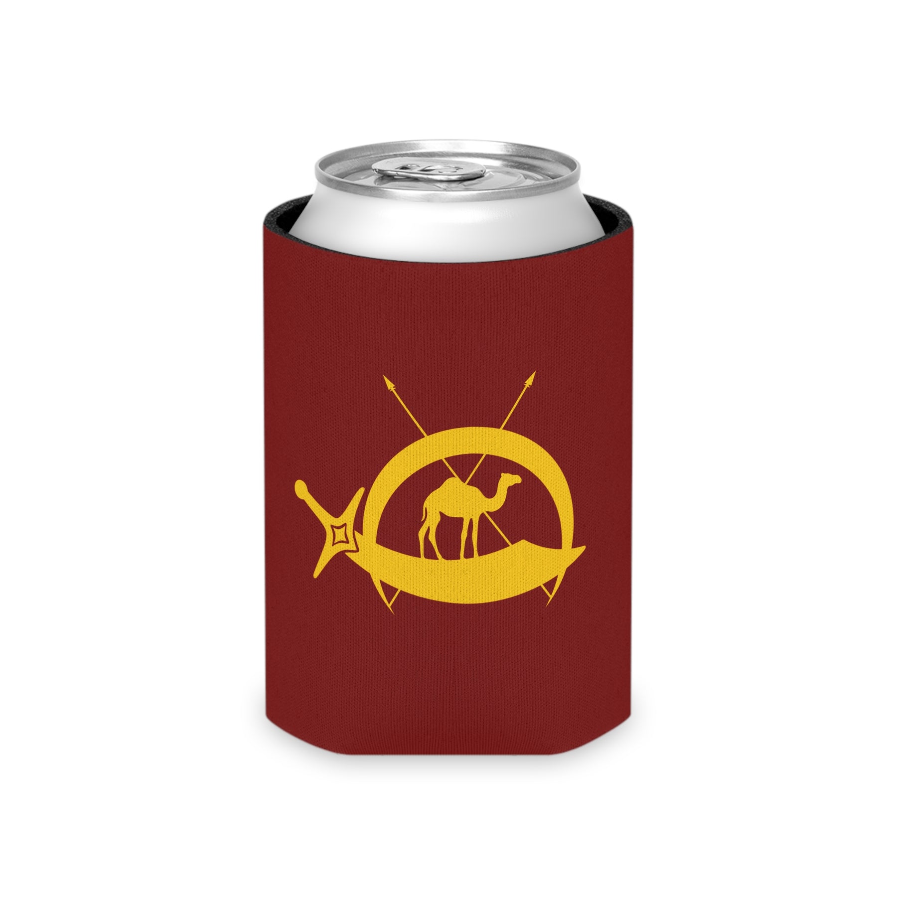 DOKO Can Cooler - Maroon & Yellow Polyester Exterior - Bricks Masons