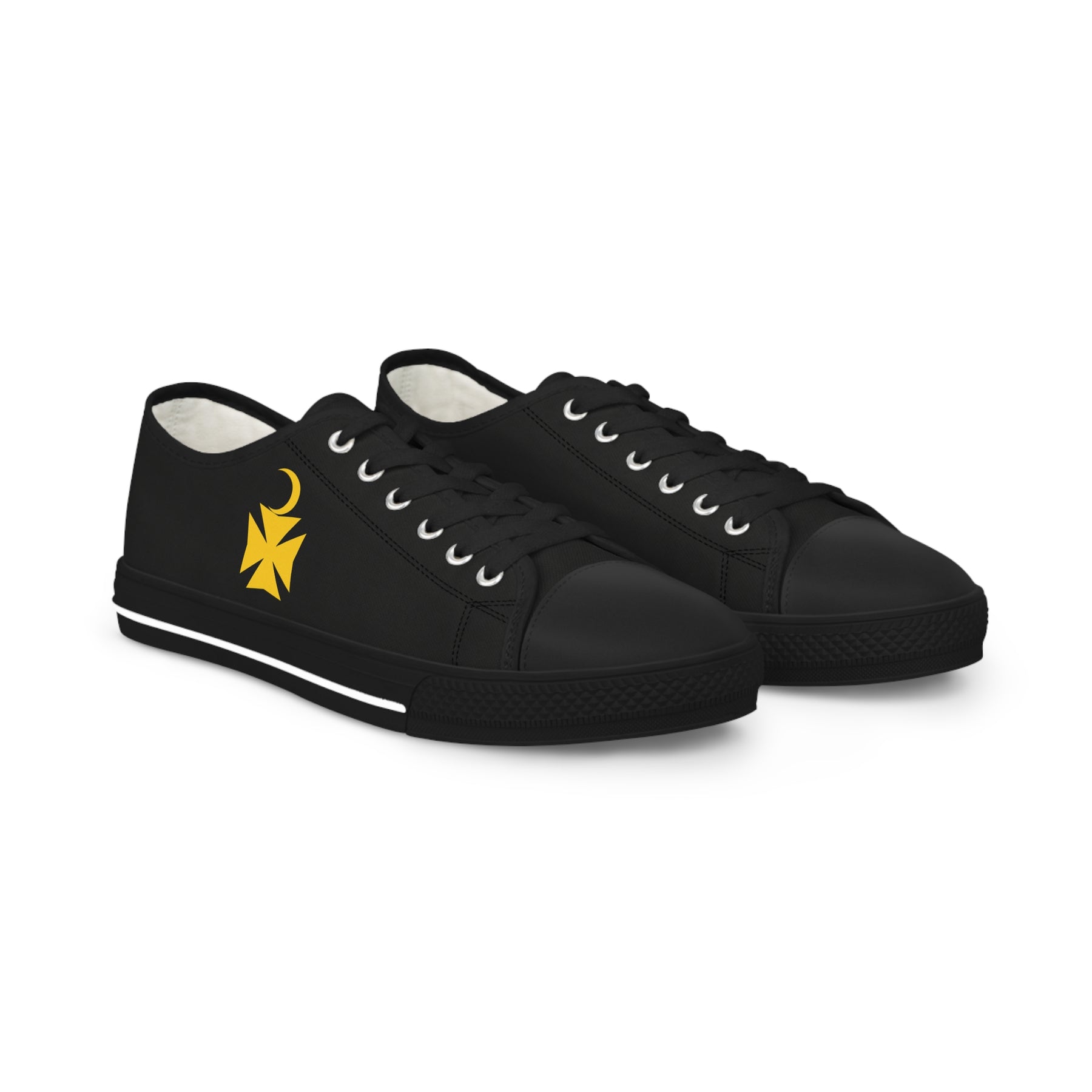 Knights of Constantinople Sneaker - Low Top Sneaker Black & White Golden Emblem - Bricks Masons