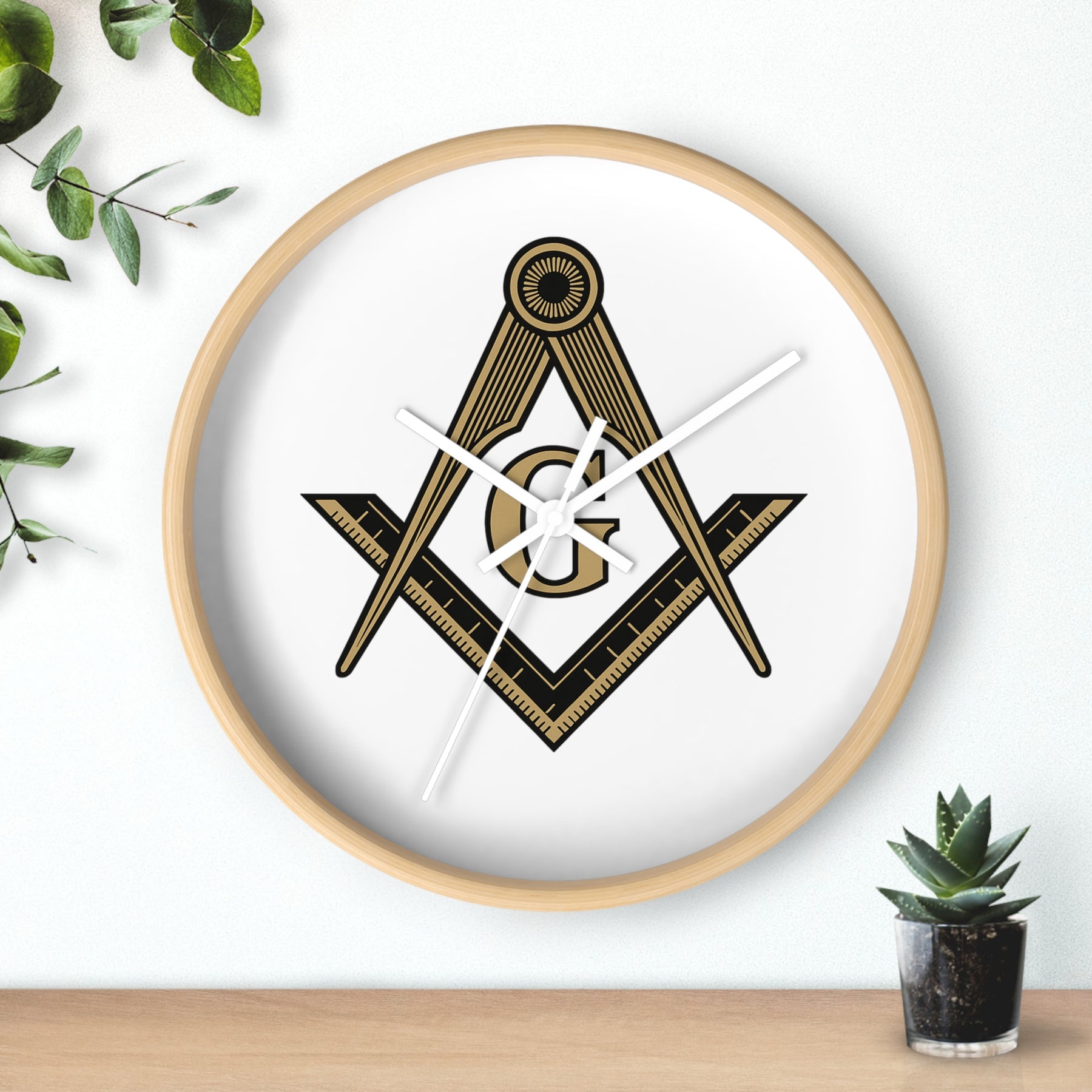 Master Mason Blue Lodge Clock - Distinguished S&C G on White Dial - Bricks Masons