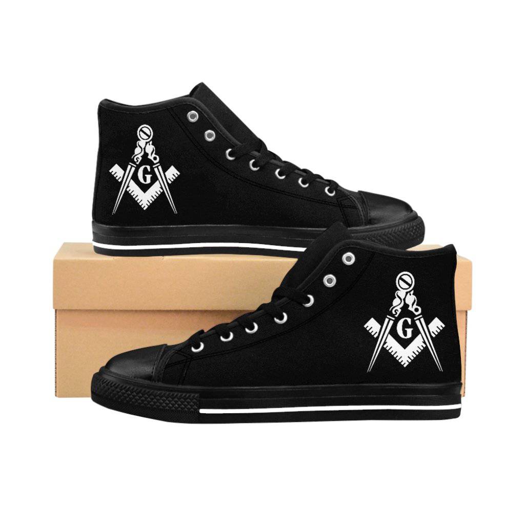 Master Mason Blue Lodge Sneaker - High-Top Black Square & Compass G