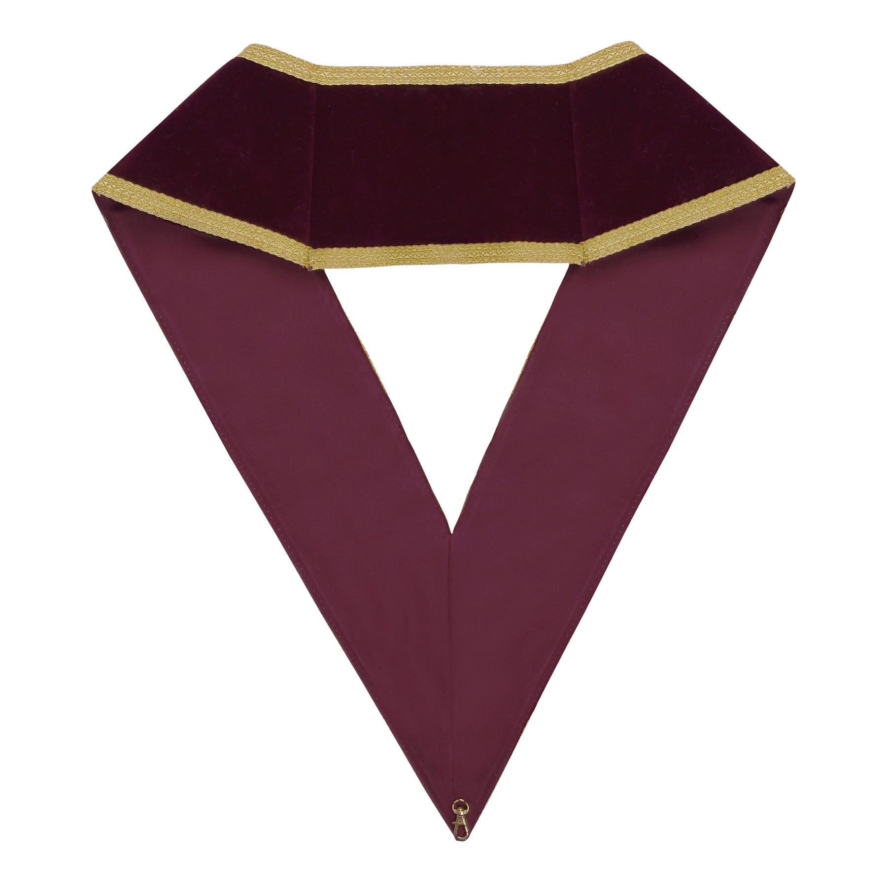 95th Degree Memphis Misraim Collar - Burgundy Velvet With Gold Braid - Bricks Masons