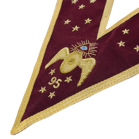 95th Degree Memphis Misraim Collar - Burgundy Velvet With Gold Braid - Bricks Masons
