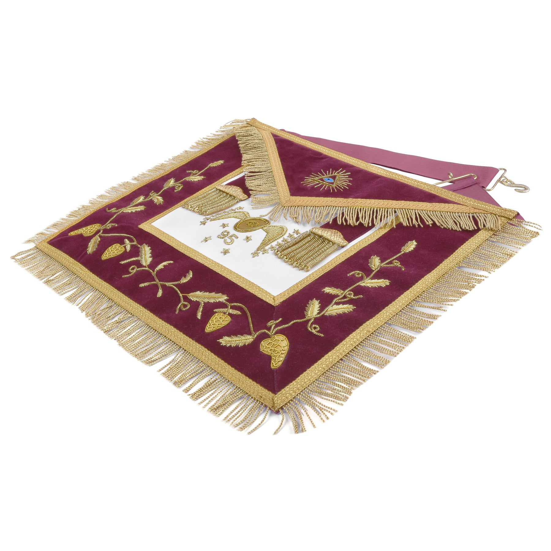 95th Degree Memphis Misraim Regalia Set - Burgundy & Gold Hand Embroidery - Bricks Masons