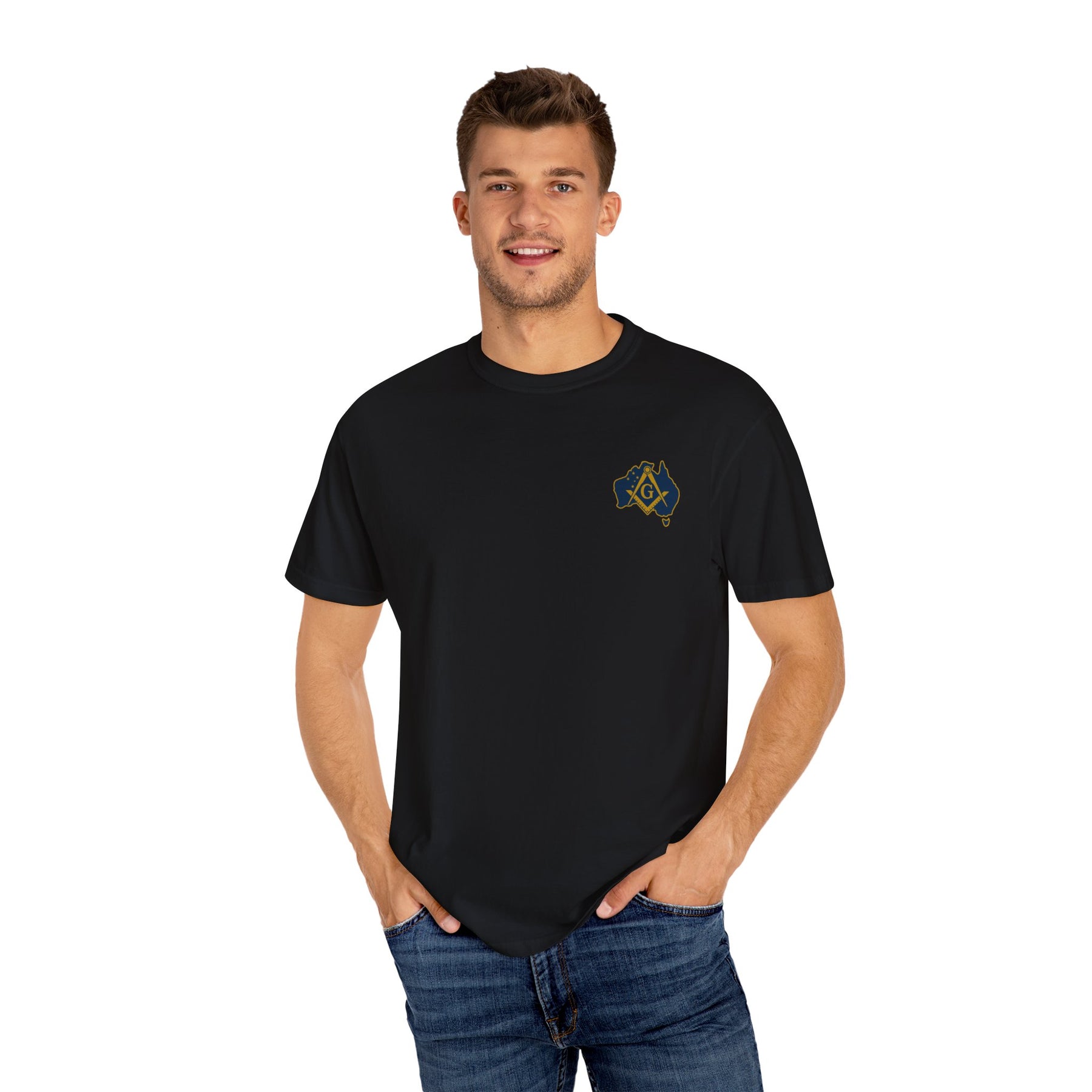 Master Mason Blue Lodge Australia Jurisdiction T-Shirt - Mason Garment-Dyed Tee - Bricks Masons