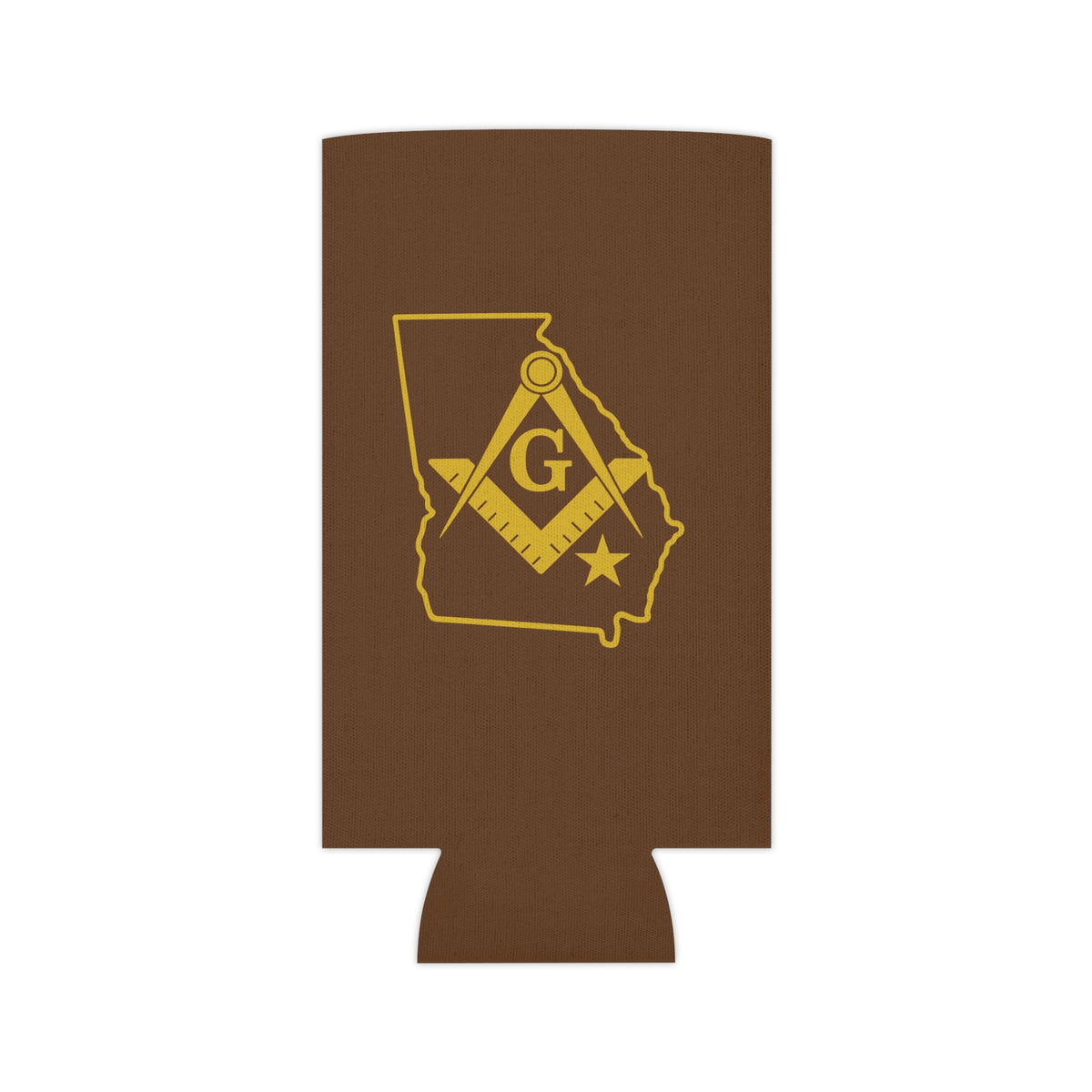 Master Mason Blue Lodge Can Cooler - Georgia Mason Brown Color - Bricks Masons