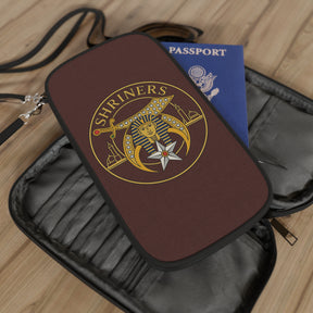 Shriners Passport Wallet - Brown With Shoulder & Wrist Strap - Bricks Masons
