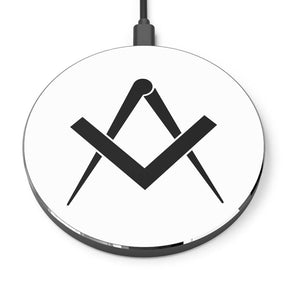 Master Mason Blue Lodge Wireless Charger - White Square & Compass