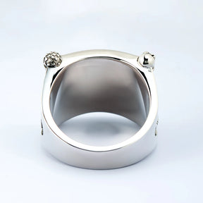 Anillo de la Logia Azul de Past Master - Cuadrante y Brújula Sol con Pilares Gemelos en Plata de Ley