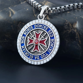 Knights Templar Commandery Pendant - Red Cross Sterling Silver - Bricks Masons