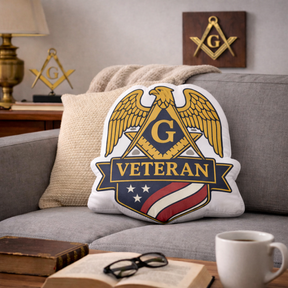 Master Mason Blue Lodge Pillow - Veteran Mason with Square & Compass G - Bricks Masons