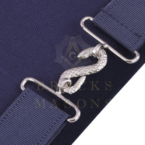 Past Master Blue Lodge Apron - Navy Velvet & Silver Bullion Hand Embroidery - Bricks Masons