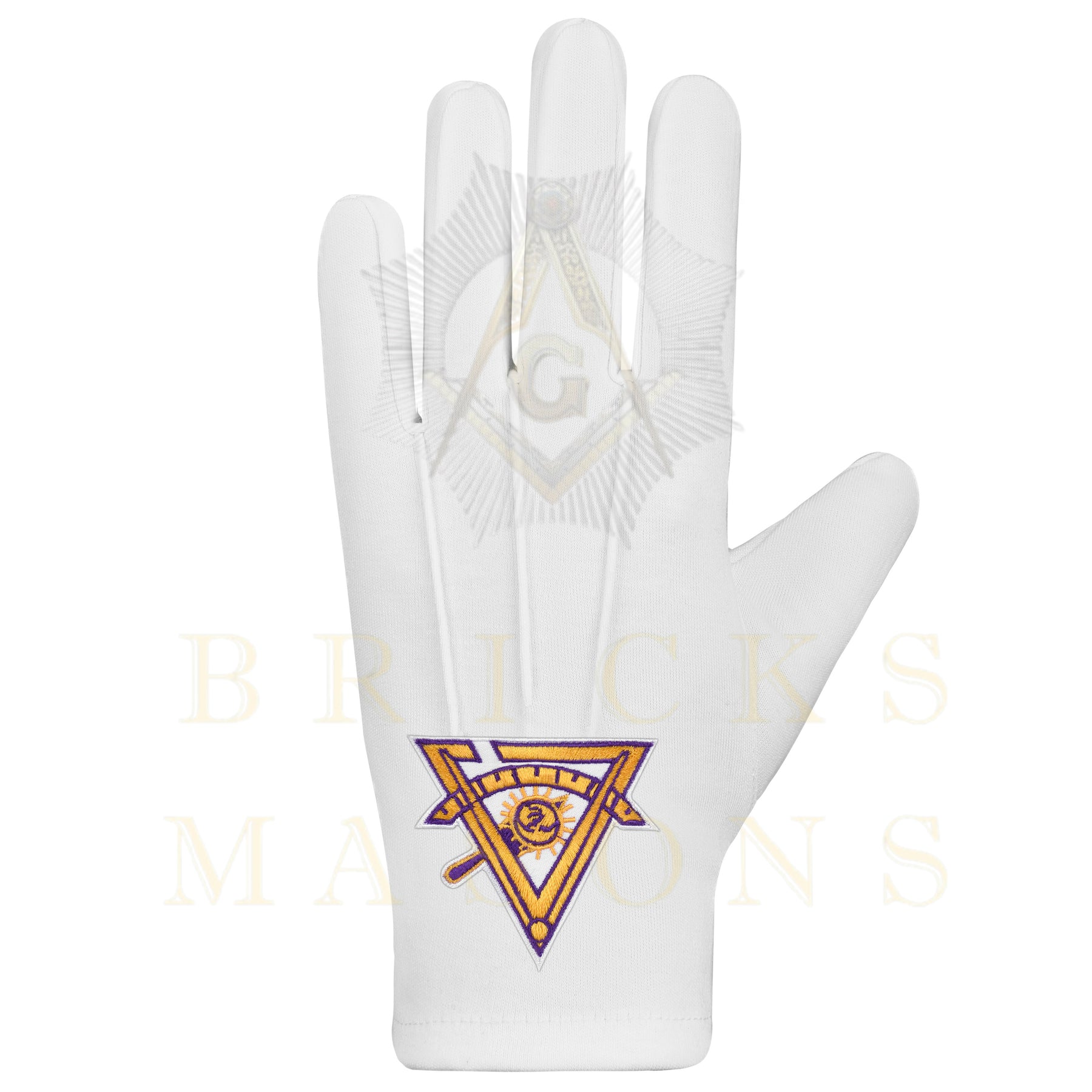 Past Thrice Illustrious Master Council Gloves - White Cotton - Bricks Masons