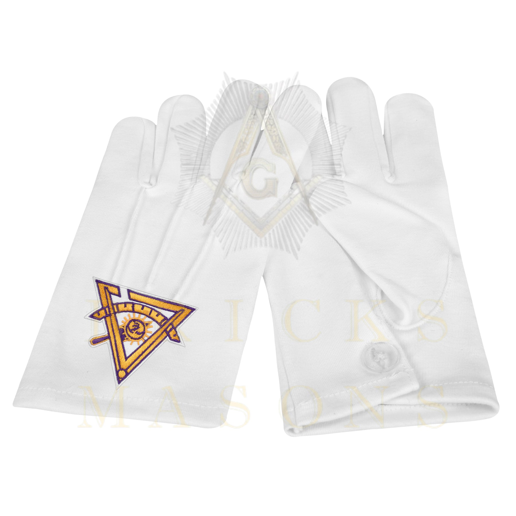 Past Thrice Illustrious Master Council Gloves - White Cotton - Bricks Masons