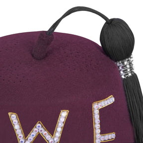 Shriners Fez Hat - Burgundy Wool Color With Rhinestones