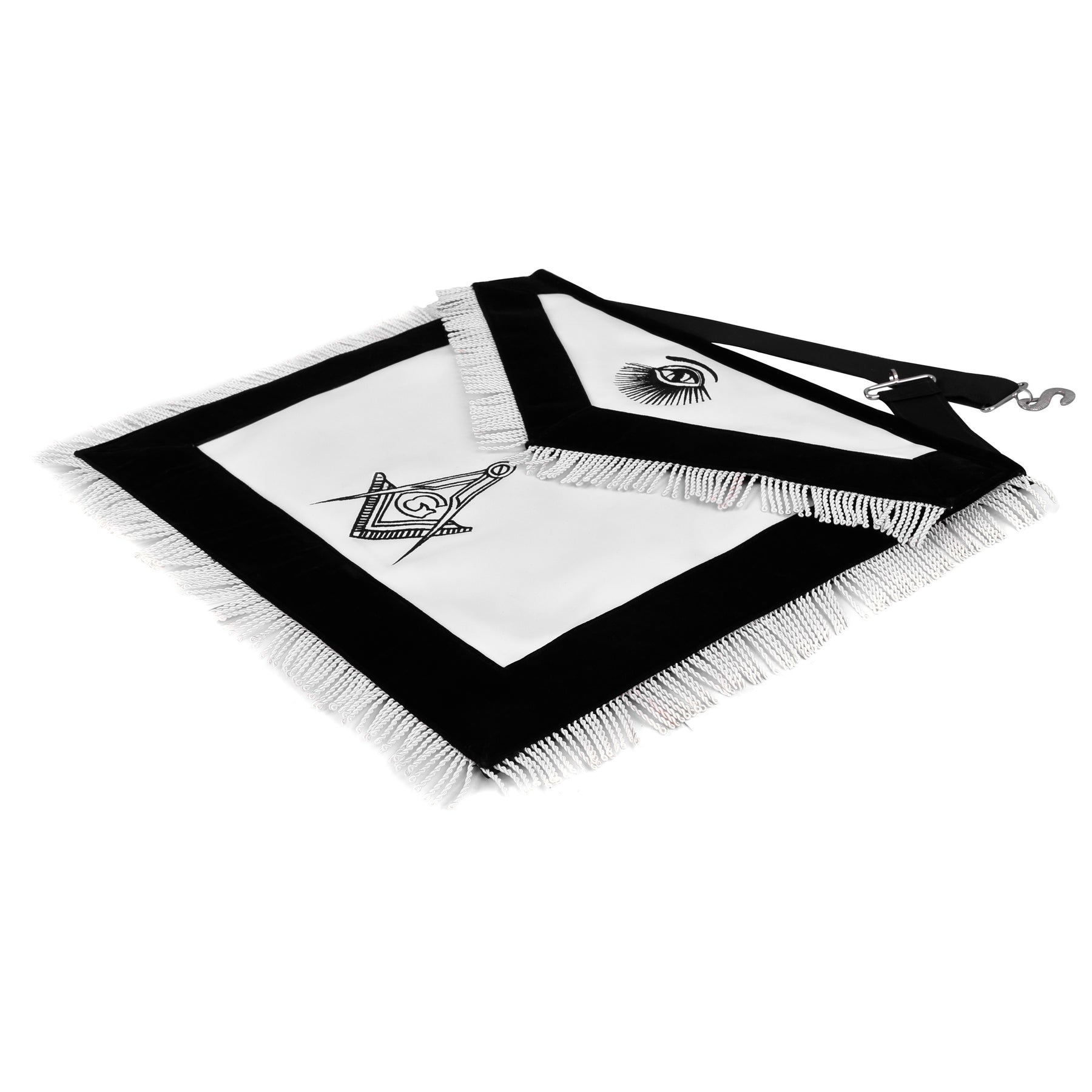 Master Mason Blue Lodge Apron - Black Velvet With Silver Machine Embroidery