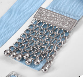 Past Master Craft English Regulation Apron - White & Turquoise Moire