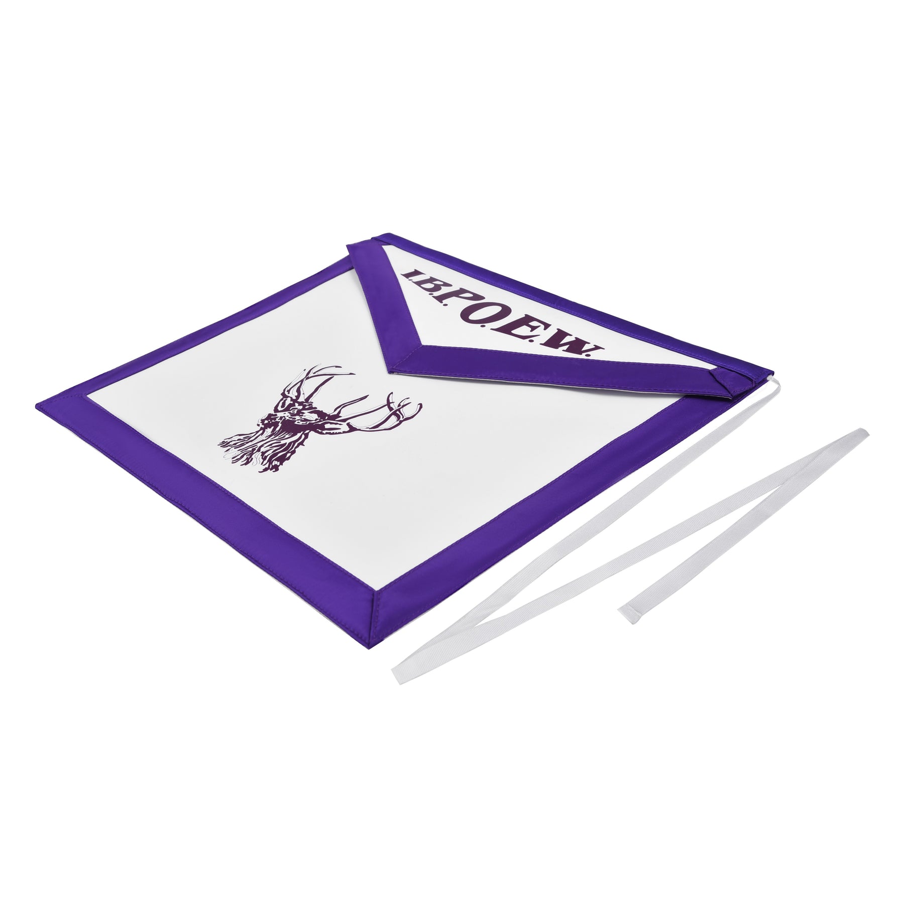 Elks of the World Apron - Purple Satin Borders With White Tape Ties