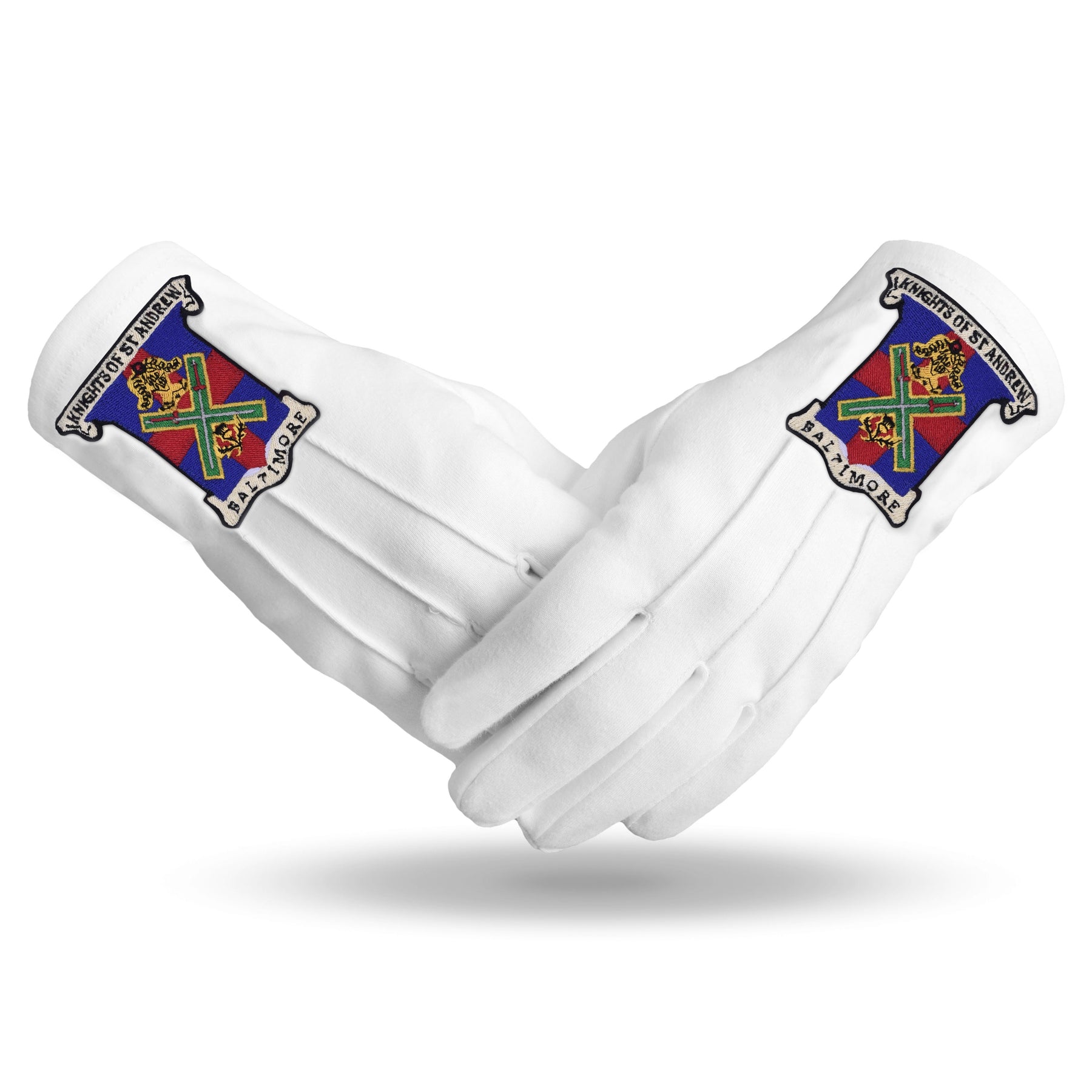 29th Degree Scottish Rite Gloves - White Cotton Knights of St. Andrew - Bricks Masons