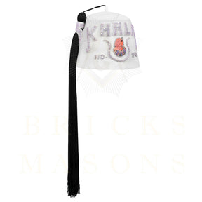 DOI Fez Hat - Pure White With Rhinestones (2 Rows as pictured) - Bricks Masons
