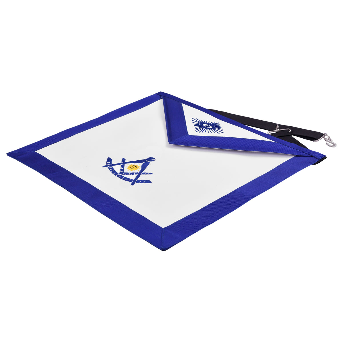 Past Master Blue Lodge Apron - Blue Grosgrain with Gold & Blue Emblem - Bricks Masons