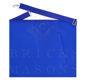 Secretary Blue Lodge Officer Apron - Blue Ribbon With Machine Embroidery Customizable Flap - Bricks Masons