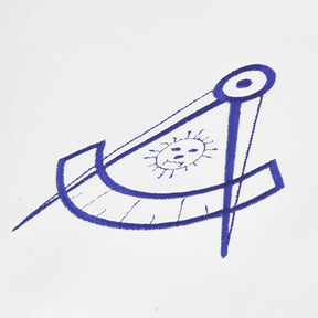 Past Master Blue Lodge Apron - White Cotton With Blue Tassels - Bricks Masons