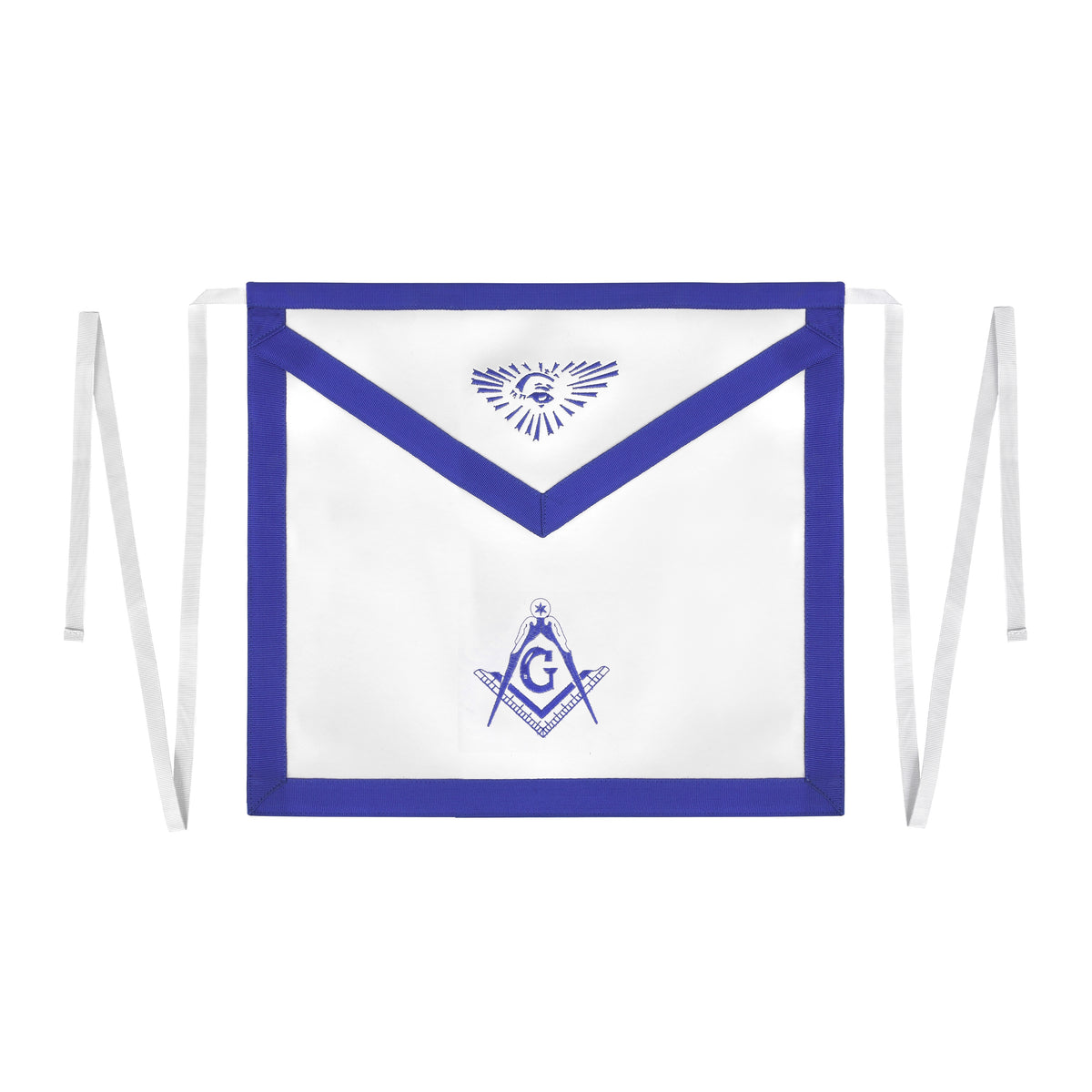 Master Mason Blue Lodge Apron - White Tape Ties - Bricks Masons