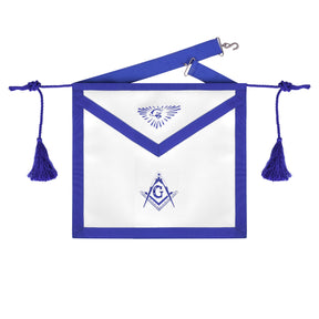 Master Mason Blue Lodge Apron - Blue Tassels & Waist Belt