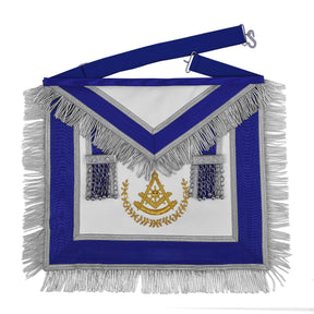 Past Master Blue Lodge California Regulation Apron - Gold Bullion With Silver Braid Fringe - Bricks Masons